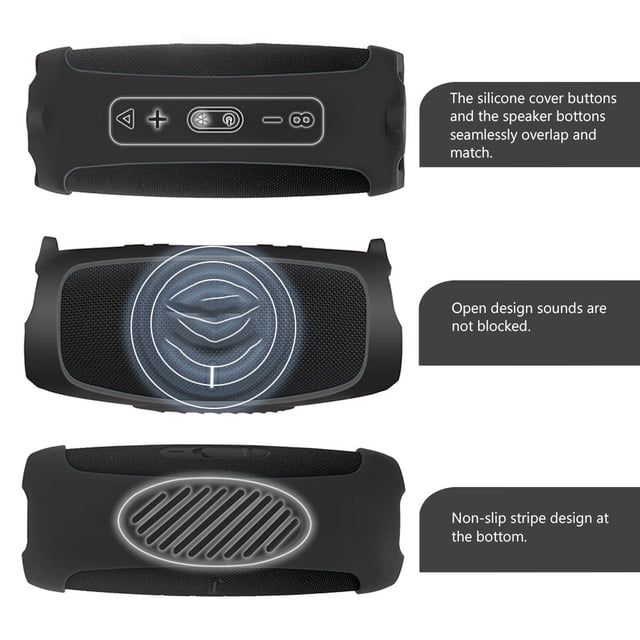 Portable Travel Silicone Case Skin with Strap for JBL Charge 5 Wireless Bluetooth-compatible Speaker Protective Cover