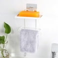 thumbnail image 2 of DEEPCRAFF Double Layer Toilet Paper Holder in White Stainless Steel with Top Shelf for Storage, 2 of 8