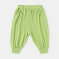 thumbnail image 4 of Gibobby Girls Lightweight Flowy Pants Straight/Tapered Wide Leg Pants Elastic Waist Lounge Pants with Pockets,Green,3-4 Years, 4 of 7