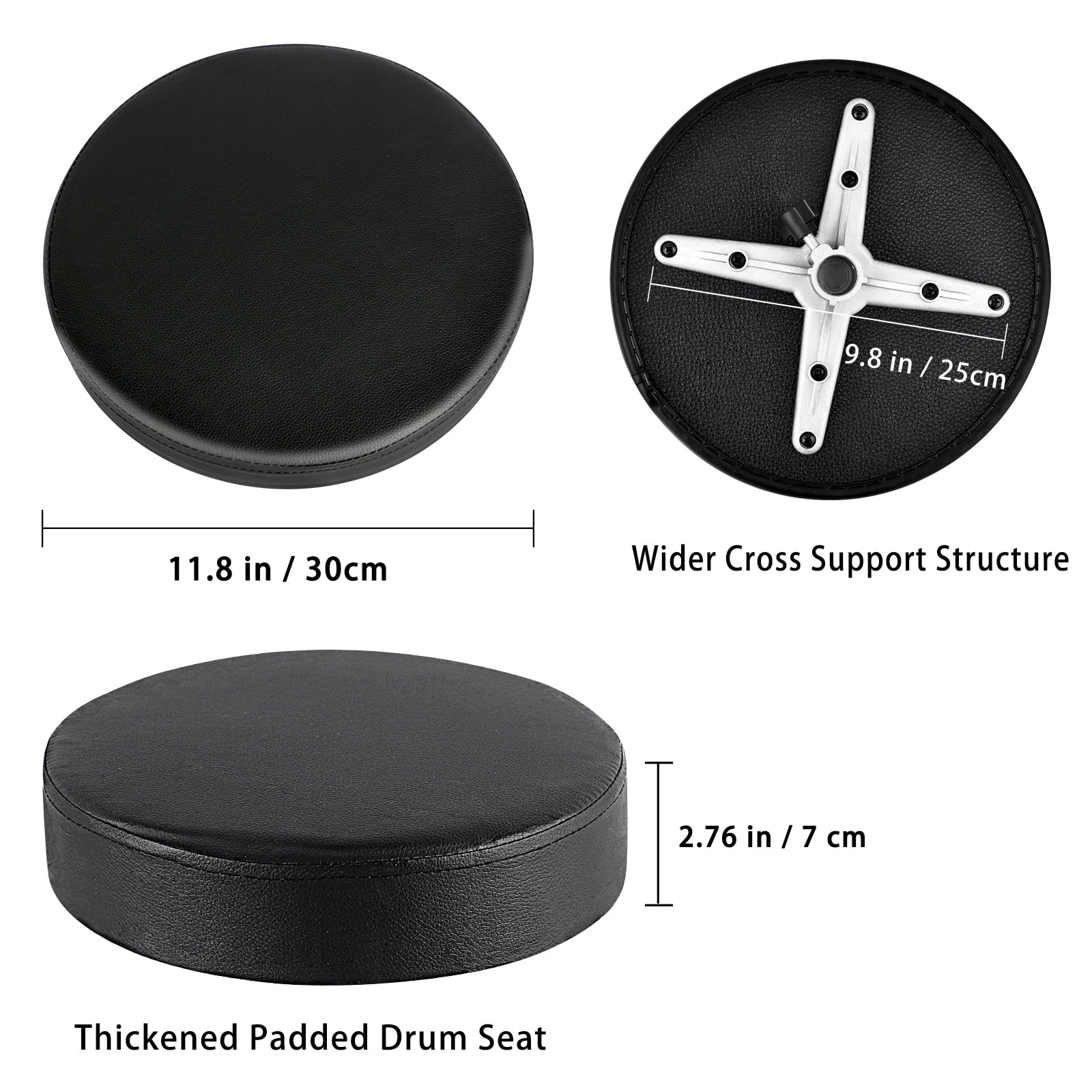 EASTROCK Height Adjustable Drum Throne Metal Heavy Duty Foldable Drum Stools Padded Seat  for Drummers Adults