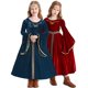 thumbnail image 5 of Vestido medieval para niñas, estilo retro, con mangas acampanadas y tocado para niños, para Halloween, espectáculos, carnaval, fiesta, traje, 5 of 5