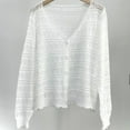 thumbnail image 5 of TKLPEHG Women's 2025 Cropped Cardigan Knitted Trendy Lightweight Solid Color Long Sleeve Button Crochet Beach Dress Top (White,Free Size), 5 of 5