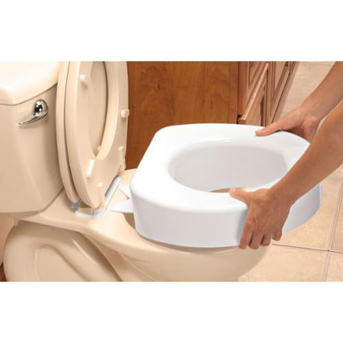 Adds 4 1 2 To Height Of Toilet Carex Raised Toilet Seat With Extra Wide Opening Toilet Seat Riser With Safe Lock Tools Home Improvement Bathroom Safety Accessibilty