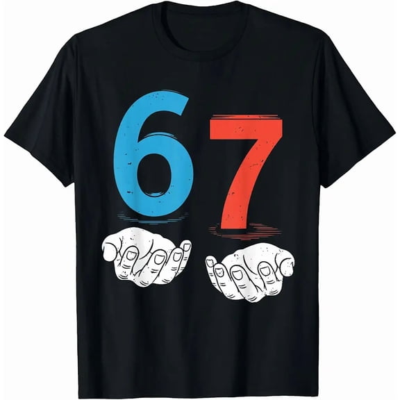 Funny Gen Alpha Slang 6 7 Hands Meme Graphic Unisex Short Sleeve T-Shirt