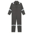 thumbnail image 3 of Doomiva Men's Reflective Strips Dungarees Coveralls Trun-down Collar Long Sleeve Jumpsuits Grey 6XL/200, 3 of 5