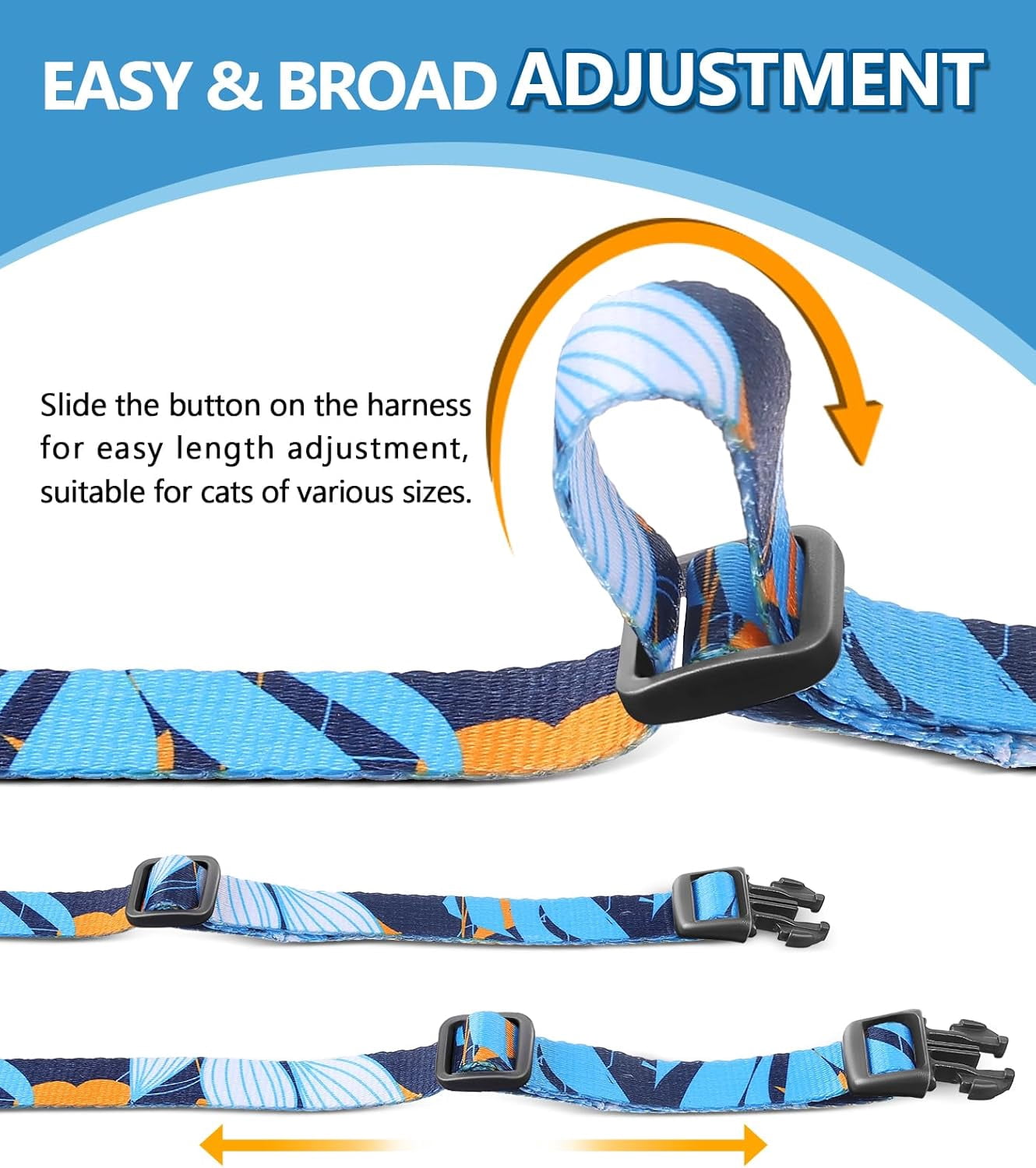 Cat Harness and Leash Set, Escape Proof [3 in 1 Adjustable & Lightweight] Cat Harness, Safe Kitten Harness for Large Cats Comfortable Soft, Easy to Wear, Walking Outdoor Travel, Medium