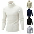 thumbnail image 2 of Mens Autumn Spring Slim Fit Turtleneck Sweater Casual Cable Knitted Twisted Basic Pullover Solid Color Jumper Top Shirts, 2 of 7