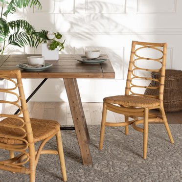 bali & pari Arween Modern Bohemian Natural Brown Rattan Dining Chair main image 1