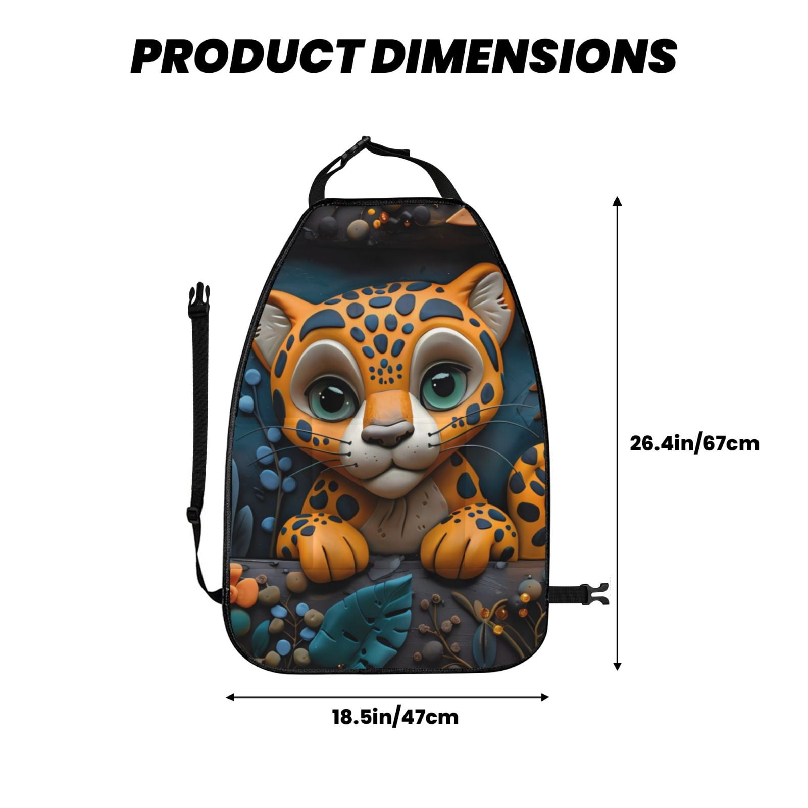 Kdxio Playful Leopard Art Print 2 Pack Car Kick Mat Seat Cover Back Protector Mat with Pockets for Organizer Backseat Protector and Storage Anti Kick Pad for Vehicles
