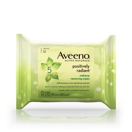 Aveeno Positively Radiant Makeup Removing Wipes, 25 Count - Walmart.com