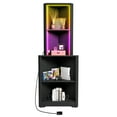 thumbnail image 2 of ModFusion 5-Tier Corner Bookcase with Led Light, Wooden Open Storage Cabinet Bookshelf Stand for Home, Office, Living Room, Black, 2 of 9