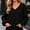 Black, variant on Crop Tops for Women V-Neck Long Sleeve Solid Color Waffle Knit Lantern Sleeve Cropped Autumn Fashion Cute Casual Yoga Studio Sessions