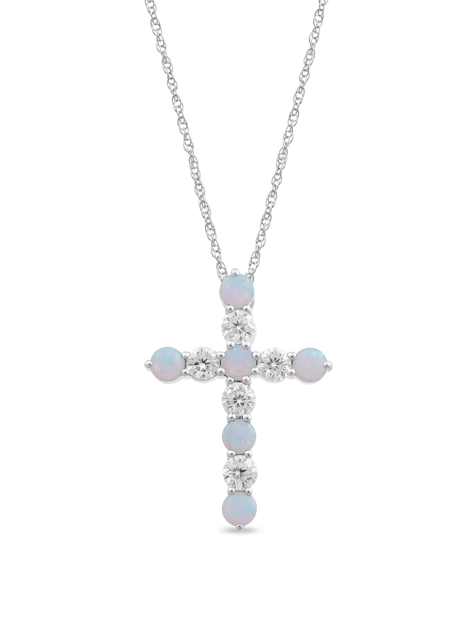 Brilliance Fine Jewelry Created Opal and Cubic Zirconia Cross Pendant