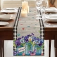 thumbnail image 3 of Hello Spring Table Runner, Pastoral Purple Bottle Floral Wooden Plaid Washable Cotton Linen Table Runners 120 Inches Long, Dresser Scarf Runner for Dining/Living Room/Kitchen/Square Tables 13''x120'', 3 of 9