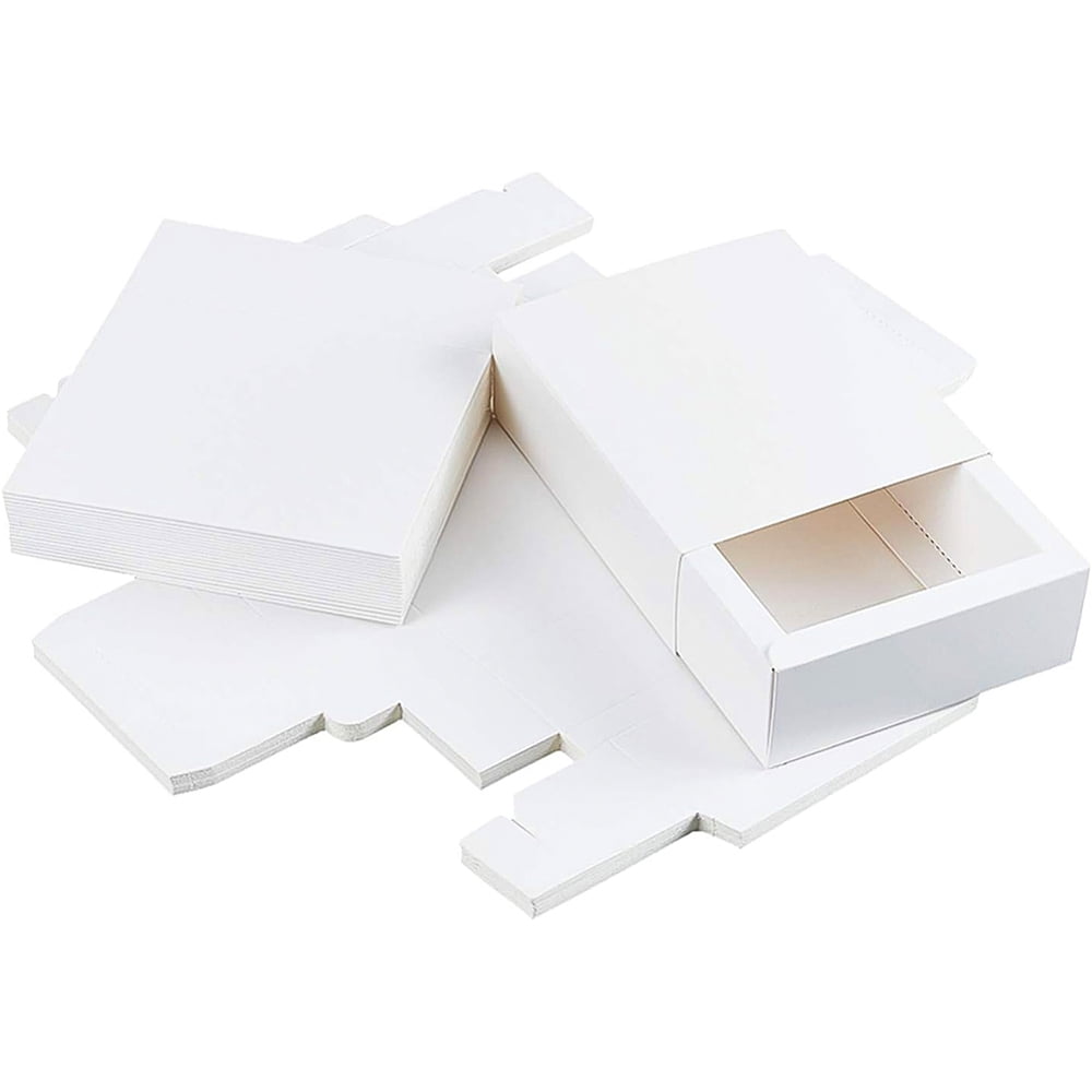 20 Pack Kraft Paper Drawer Box 5x4.5x1.7" Festival Gift Wrapping Boxes Soap Jewelry Candy Weeding Party Favors Gift Packaging Boxes White DIY