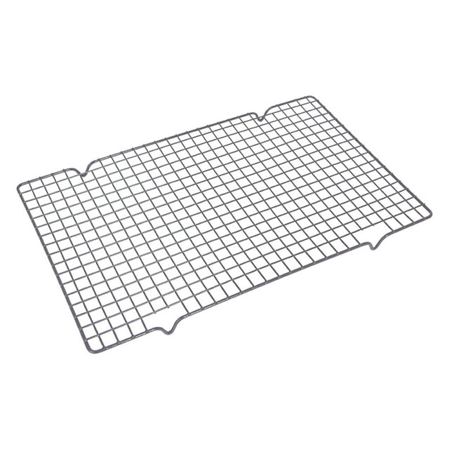 Rejilla de enfriamiento Uanit para hornear, 40 x 25 cm, rejilla de alambre grueso para cocinar, asar, asar a la parrilla y secar galletas. Apta para horno, se adapta a media bandeja, color negro.