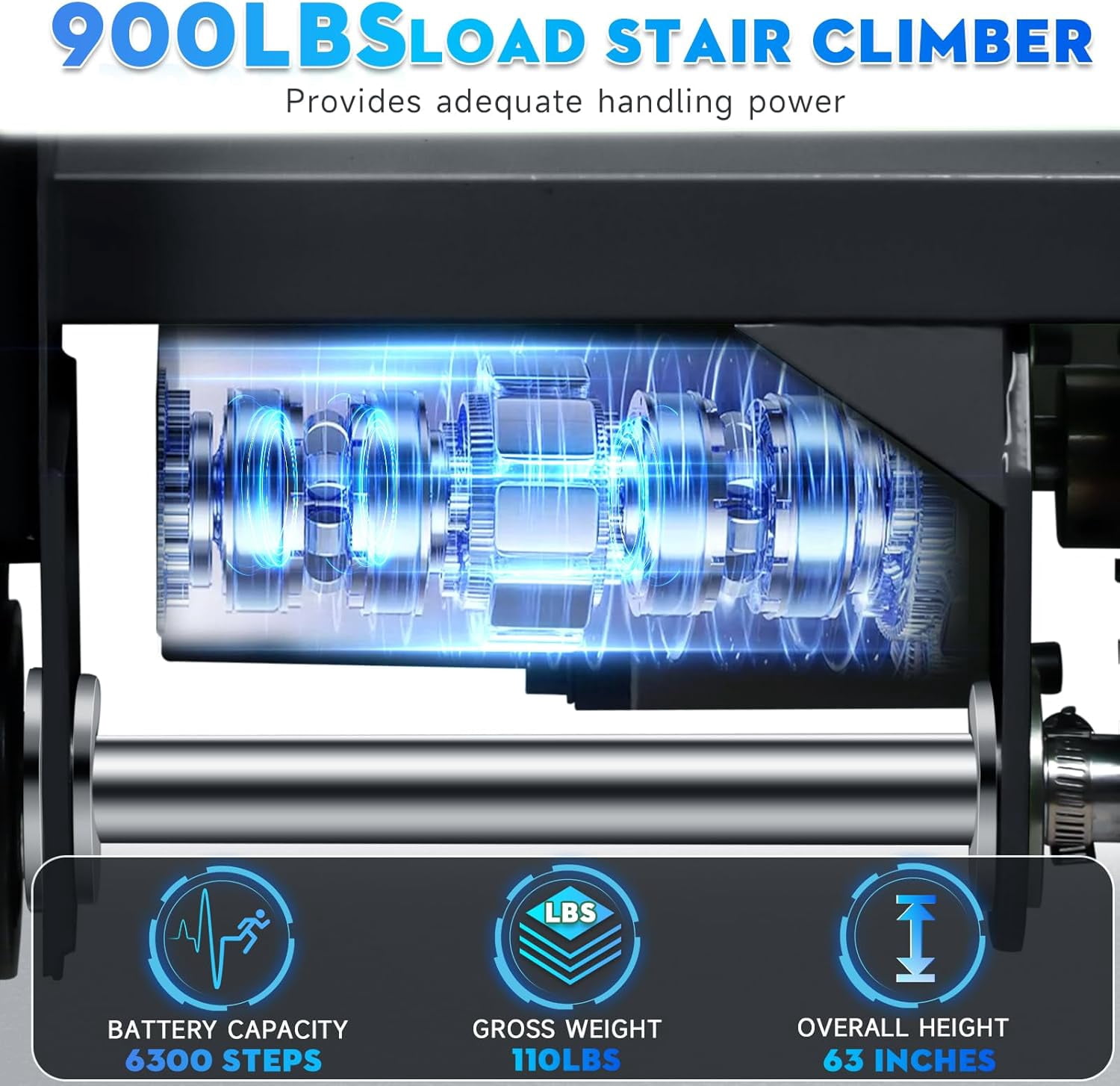 Esheno Electric Stair Climbing Hand Truck 880 lbs Capacity Heavy Duty Stair Climber Dolly with 3 Ropes for Furniture Logistics Warehouse Black and Silver