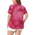 thumbnail image 4 of DARING DIVA Women's Plus Size V Neck Short Sleeve Tie Dye Tunic Top 3X Burgundy, 4 of 6