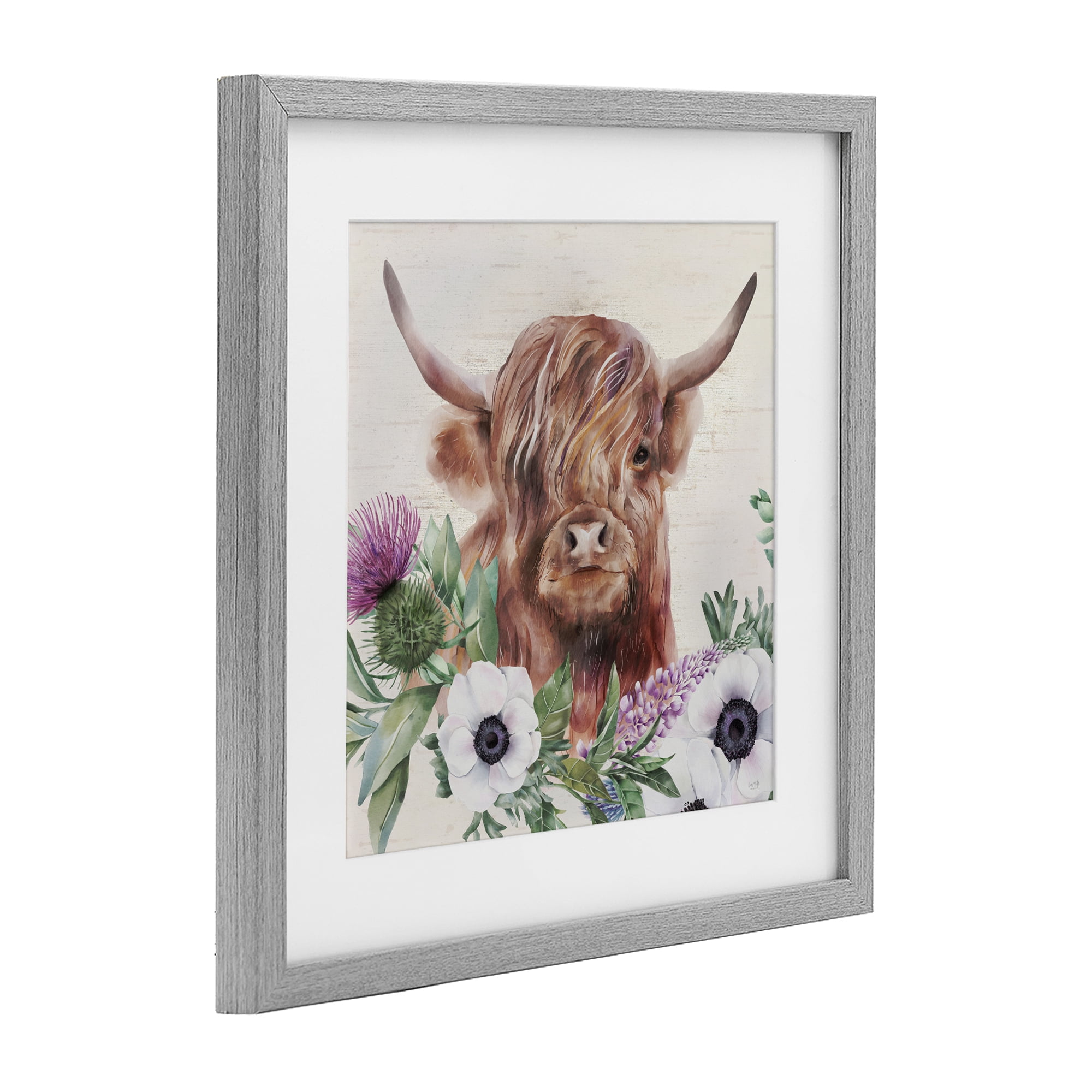 Stupell Industries Penny The Highland Cow Gray Framed Print Under Glass, design by Lux + Me Designs
