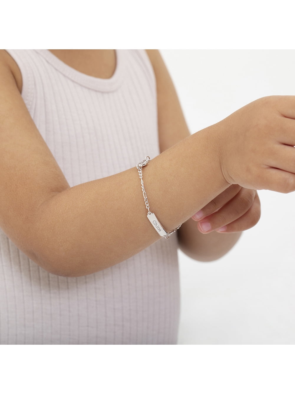 925 Sterling Silver 5" Teddy Bear Identification Bracelet for Babies & Toddlers