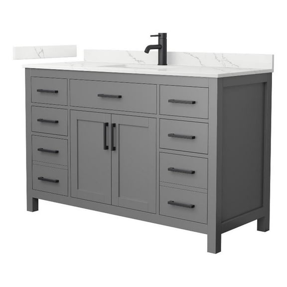 Beckett 54" Dark Gray Single Vanity & Giotto Quartz Top (1-Hole) & Black Trim