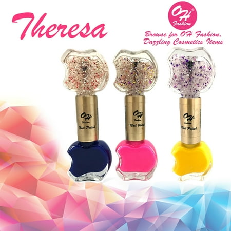 - OH Fashion Nail Polish Double Apple Style Theresa Several Colors Dark Blue Pink Yellow 3 PCS 2 Colors in 1 Base Coat & Top Coat Manicure, Pedicure, Nail Color - 0.41 fl oz bottles
