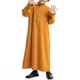 thumbnail image 3 of Otqutp Muslim Clothes for Boys Middle Eas𝘁 Ramadan Kaftan Thobe Kids 𝗜slamic 𝗠oroccan Long Sleeve Robe Prayer Clothing, 3 of 8