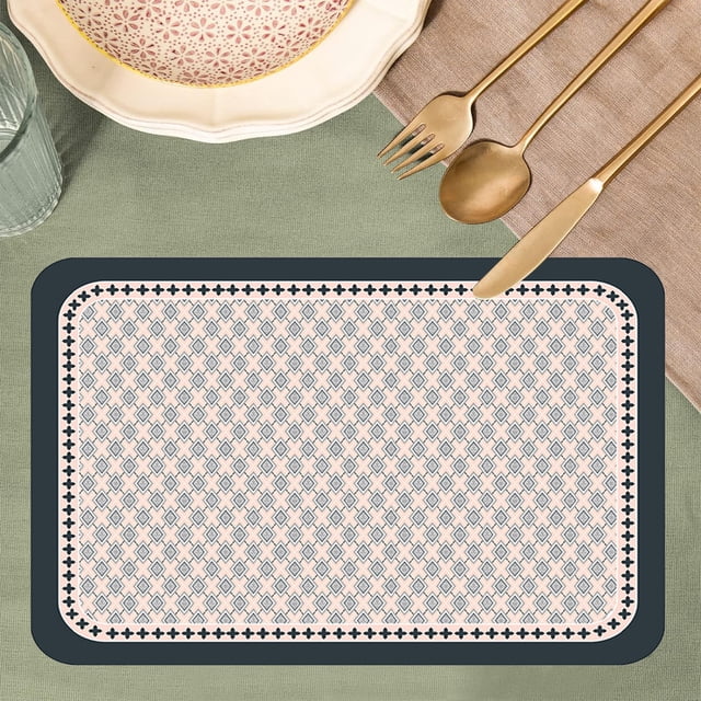 Ensemble de Table Rétro Cuir Impression Maison Isolation Étanche Ensemble de Table Hôtel Antidérapant Tapis Cuisine Occidentale