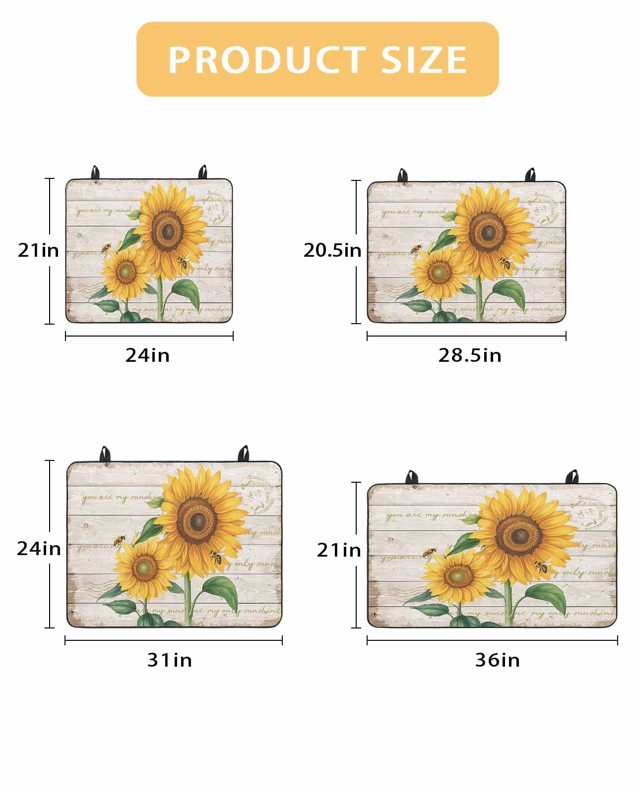 Large Induction Cooktop Protector Mat Sunflower Stove Top Covers for Electric Stove, Yellow Summer Flowers Bee Botanical Wooden Decorative Stove Burner Cover Mats, Glass Top Stove Cover