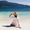 thumbnail image 5 of Sombrero de paja de encaje con lazo para mujer, conjunto de bolso de paja y sombrero para el sol, circunferencia del sombrero de 56-58cm, 5 of 5