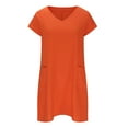 thumbnail image 4 of yievot Womens Dresses, Women Short Sleeve V-Neck Casual Hot Vacation Solid Color Mini Shift Dress Cotton Linen Tshirt Dress, Spring Summer Dresses for Women, 4 of 6