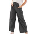 thumbnail image 4 of Cotton Linen Pants for Women Casual Elastic Waisted Wide Leg Pants Baggy Lightweight Lounge Trousers with Pockets, 4 of 5