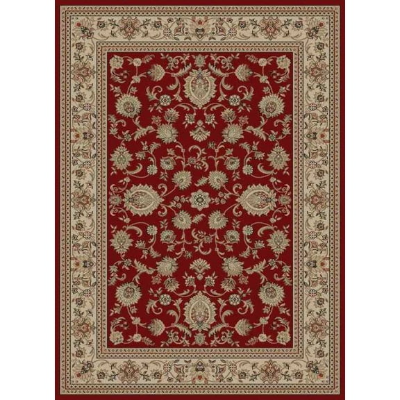 Tayse Sensation Area Rug 4720 Red Scrolls Border 5' 3" x 7' 3" Rectangle