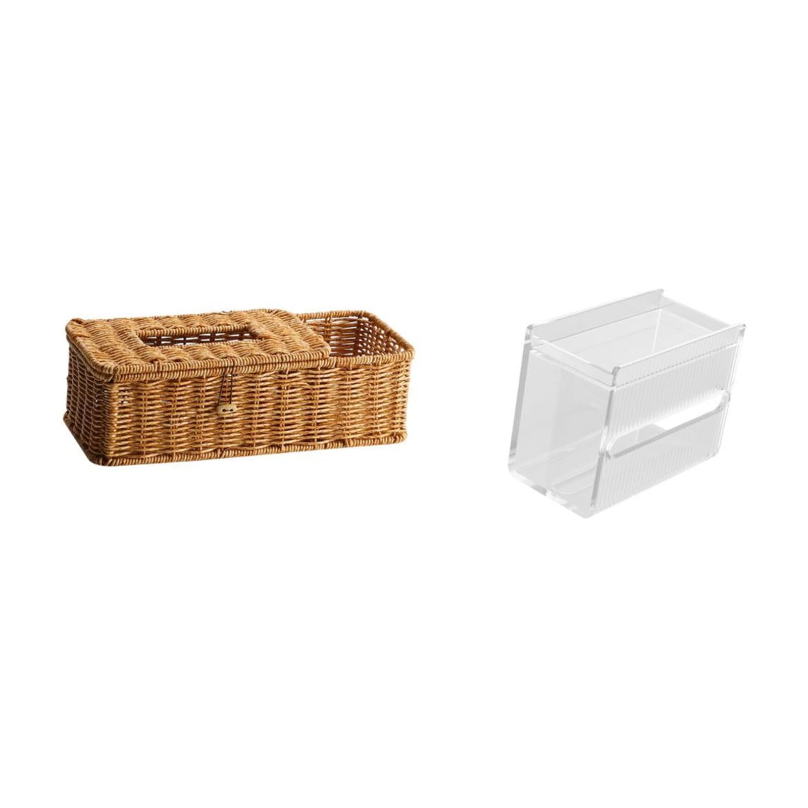 Fiocias Tissue Box Holder Wooden Retro Paper Box Facial Tissue Case Wall Mounted Toilet Paper Storage Box Acrylic Toilet Tissue Towel Holder with Multifunctio
