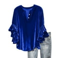 thumbnail image 2 of Ounisa Velvet Tops for Women Pleated Button Dwon Dressy Casual Loose Blouse Tops for Holiday party, 2 of 6