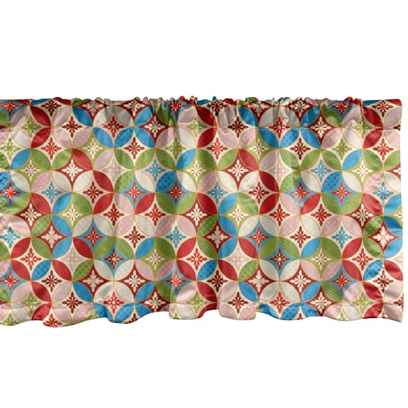 Ambesonne Geometric Window Valance, Japanese Interlocking, 54" X 12", Multicolor