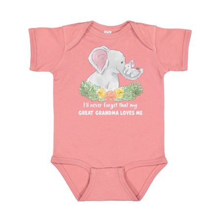 

Inktastic I ll Never Forget That My Great Grandma Loves Me Elephants Gift Baby Boy or Baby Girl Bodysuit