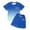 Blue, variant on GobdXE Girls Gradient 2-Piece Pink Bow Print Outfit, Ombre T-Shirt & Shorts Set Color:Black1,Size:5-6 Years