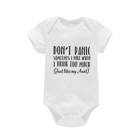 

QWERTYU Newborn Infant Baby Toddler Letter Print Short Sleeve One Piece Bodysuit for Girl Boy Cotton 0-24M 100