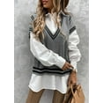 thumbnail image 3 of Asyoly Women Fall Sweater Vest V Neck Cable Knitted Oversized Sleeveless Pullovers Jumper, 3 of 7