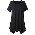 thumbnail image 2 of Coofit Tunique Chemise Manches Courtes Col Rond T-shirt Décontracté Blouse Ample pour Femmes, 2 of 8