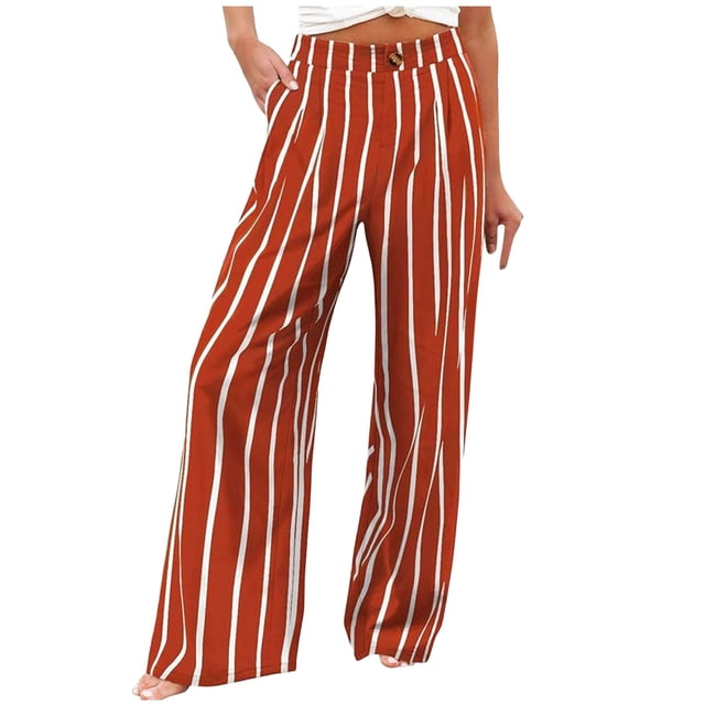 2DXuixsh Pantalons de Travail Femmes Bouton Été Décontracté Plage Pantalons Taille Haute Jambes Larges avec Poche Joggers Rouges Taille g