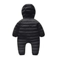 thumbnail image 3 of Baby Puffer Snowsuit Winter Warm Long Sleeve Hooded Jumpsuit Zipper Bear Ear Outerwear Coat Newborn Infant Romper, Black, 6 Months, 3 of 3