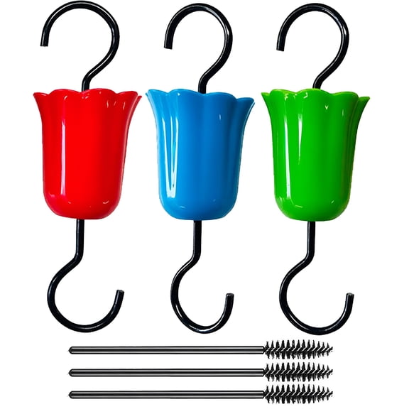 ACDANC 2026 New Ant Moat for Hummingbird Feeders 3 Packs, Outdoors Bird Feeder Parts Hooks with 3 Brushes for Garden, Backyard, Patio