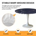 thumbnail image 2 of Elastic Fitted Round Tablecloth, Navy Blue Waterproof Stretch Table Cover for 55"-60" Tables, Spring Flora Washable Outdoor Tablecloths for Patio, Picnic, Camping, 2 of 9