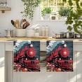 thumbnail image 4 of Red Trains Kitchen Towels Set of 2, Shabby Chic Cartoon Retro Flowers Artwork Absorbent Dish Towels for Kitchen, Microfiber Hand Towel, Quick Drying Tea Towel for Cleaning Decorative Dishcloths, 4 of 7