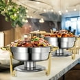 thumbnail image 2 of Jacgood 2 Pack 6 Quart Stainless Steel Round Chafing Dish Set Buffet Catering Serving Sets Gold Chafing Dish Buffet Set with Glass Lid, 2 of 8