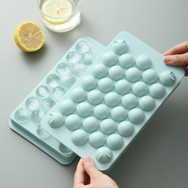 Bwgvdxeru Pink Round Ice Cube Tray for Freezer, Upgraded Ice Ball Trays for  Freezer with Lid & Bin, Scoops, Stackable Ice Cube Molds Making