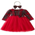 thumbnail image 1 of Ensemble Robe en Tulle à Carreaux de Noël et Bandeau pour Filles Tout-Petits, 1 of 9