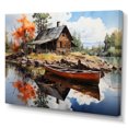 thumbnail image 2 of Designart "Brown Lakehouse Reflections Of silence I" Lake House Cottage Wall Art Print, 2 of 5